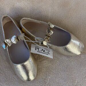 THE CHILDREN'S PLACE SPARKLE BALLET FLATS Size 10 Toddler in Metallic Gold
